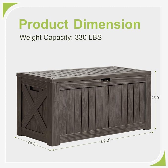 Greesum 120 Gallon Deck Box, Resin Outdoor Storage Container, Garden Tools - Image 7