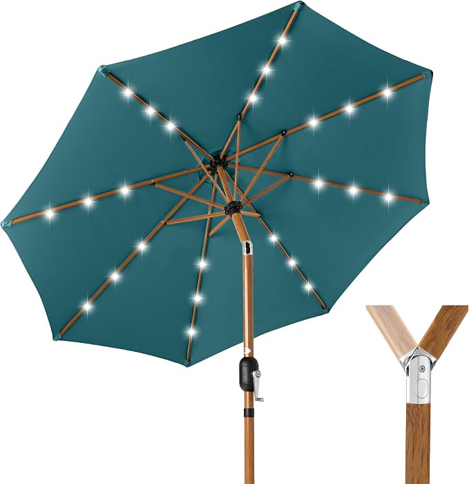 Best Choice Products 10ft Solar Market Patio Umbrella w/Woodgrain Pattern Pole by Unknown