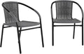Flash Furniture Lila 2 Pack Gray Rattan Indoor-Outdoor Restaurant Stack Chair | by FlashFurniture