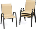 Patio Dining Chairs Set of 4, Stackable Dining Chairs, Breathable Fabric by VonzoyHome