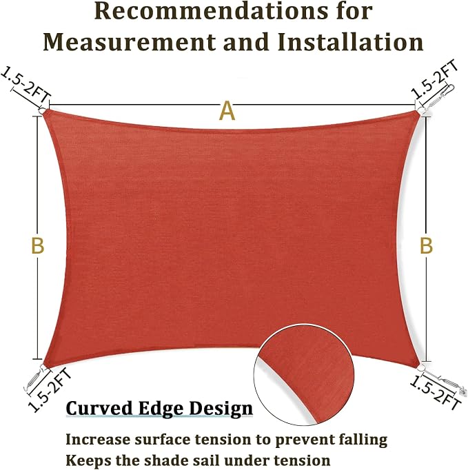 Shade&Beyond 7'x12' Sun Shade Sail Canopy Rectangle, UV Block Breathable Curved - Image 5