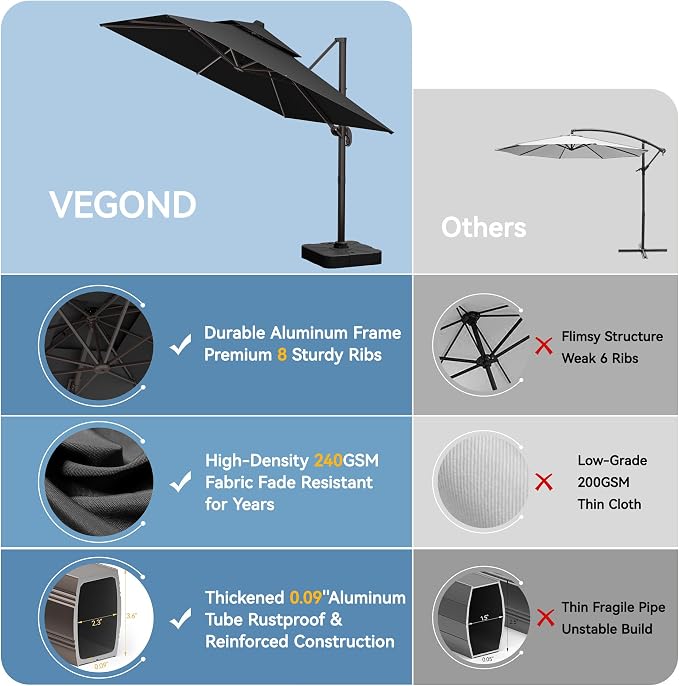 10x10 FT Patio Cantilever Umbrella - Image 2