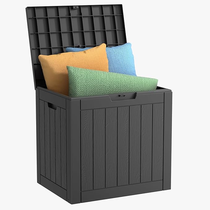 32 Gallon Resin Deck Box Waterproof, UV Resistant Outdoor Storage Box by EASYUP