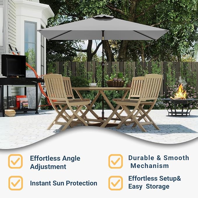 6.5' x 10' Rectangular Patio Umbrella Large Outdoor Market Umbrella w/UV - Image 5