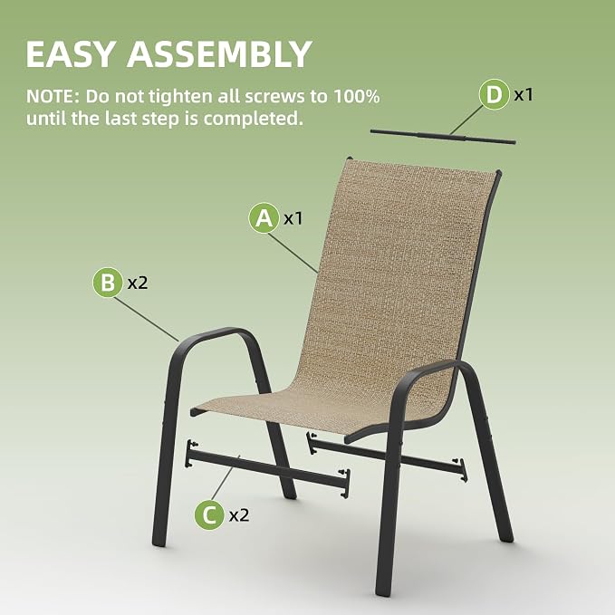 Patio Chairs Set of 6, Outdoor Stackable Dining Chairs - Image 7
