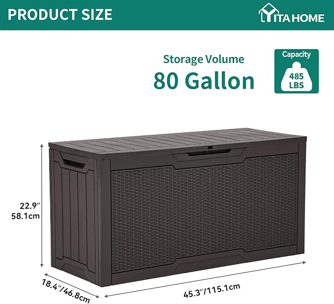 YITAHOME 80 Gallon Outdoor Storage Box | Large Water Resistant Resin Deck Box - Image 7