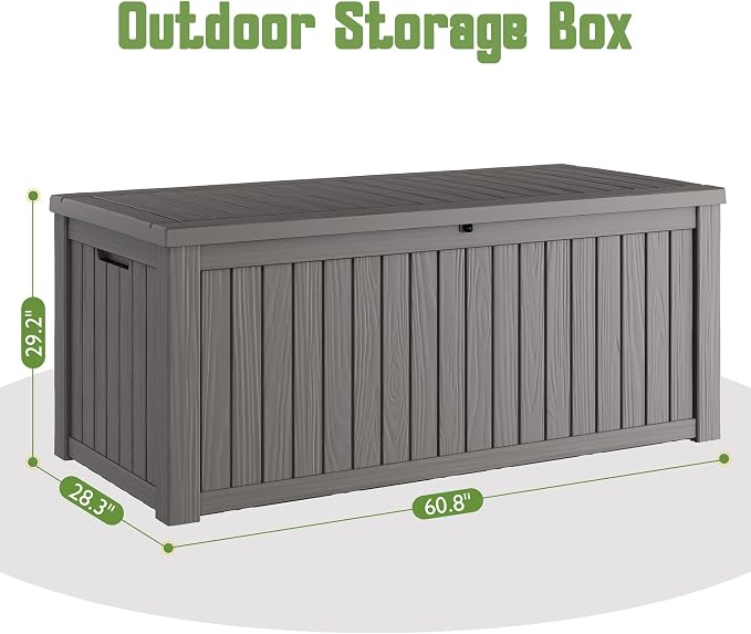 Outdoor Storage Box, 230 Gallon Large Outdoor Resin Deck Box, Storage - Image 2