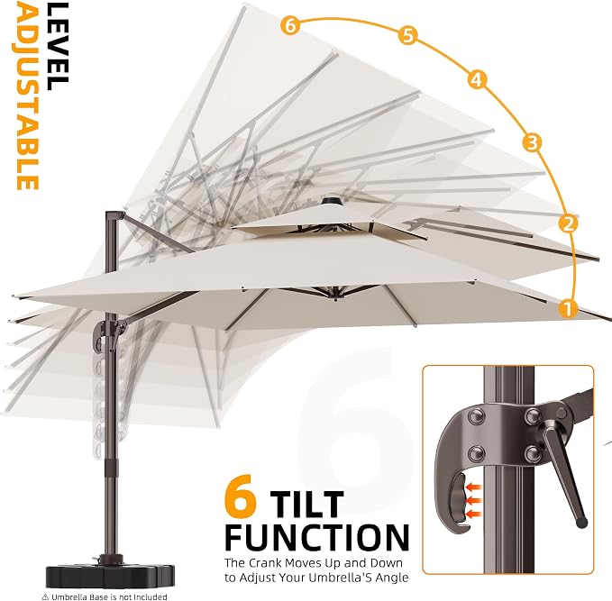 10' X 13' Outdoor Patio Umbrella Large Rectangle Cantilever Umbrella - Image 5