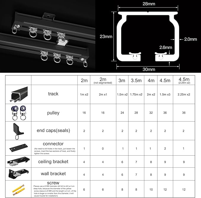 Curtain Track Ceiling Mounted Rail for Curtains, Drapes, and Room Dividers Ceiling or Wall Mount Curtain Track Room Divider-Sliding Curtain Rail