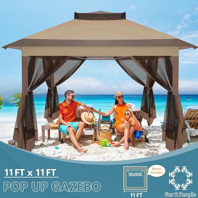 COBIZI 11x11 Pop Up Gazebo Canopy Tent Outdoor Gazebo Waterproof Upgrade Easy - Image 6