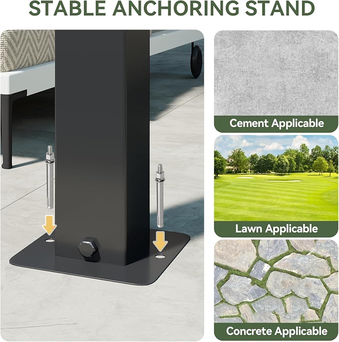 Aoxun 10'x10' Outdoor Retractable Pergola, Heavy Duty Metal Frame Pergola - Image 7