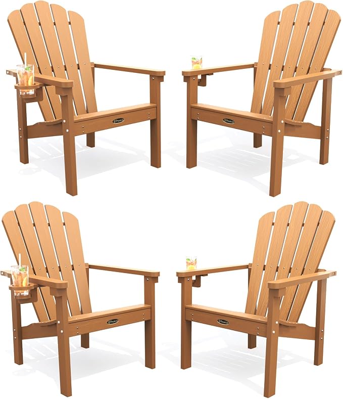 THOEOE Stackable Adirondack Chair Set of 4, All-Weather HDPE Fire Pit Chair | by THOEOE