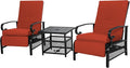 Incbruce 3 Pieces Outdoor Lounge Recliner Set, 2 Adjustable Metal Recliner Sofa by Incbruce