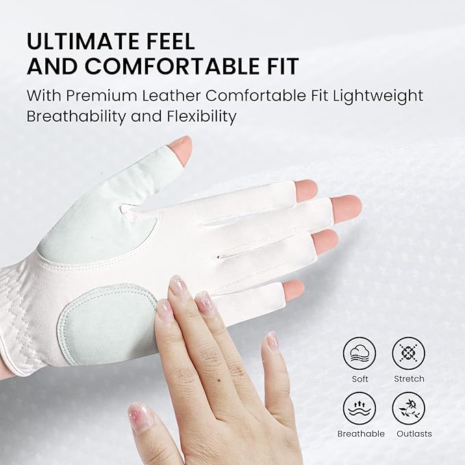 FINGER TEN Stylish Golf Gloves Women with Ball Marker 1 Pack for Left or Right Hand, Breathable Glove with Fashion Patterns for Ladies Right Left Handed Golfer