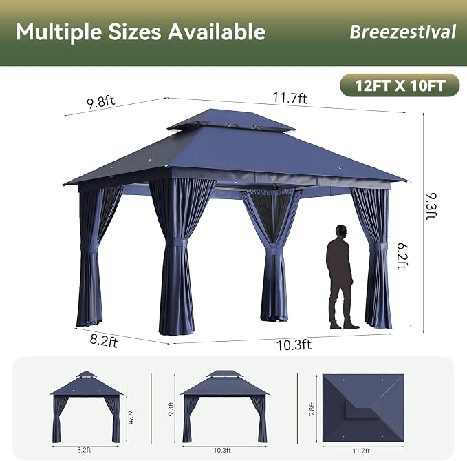 12'x10' Gazebo, Metal Frame Canopy - Image 2