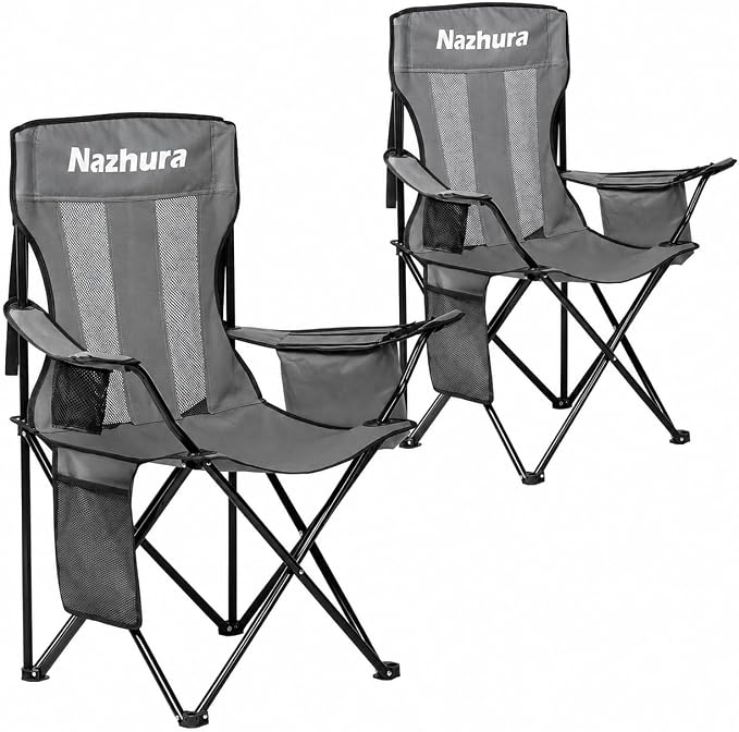 Nazhura 2 Pack Outdoor Camping Chairs Folding/Foldable/Portable by NazhuraGoodCompanionAtHome