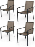 Anmutig Stackable Outdoor Dining Chairs Set of 4, Textilene Fabric, Breathable by Anmutig