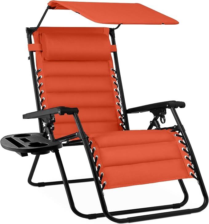 Best Choice Products Oversized Padded Zero Gravity Chair w/Canopy Headrest Cup by Unknown