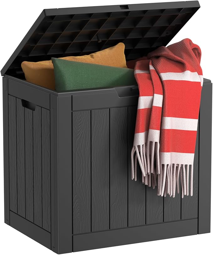 33 Gal Waterproof Outdoor Storage Box UV Resistant Deck Box | Resin storage bin by EASYUP