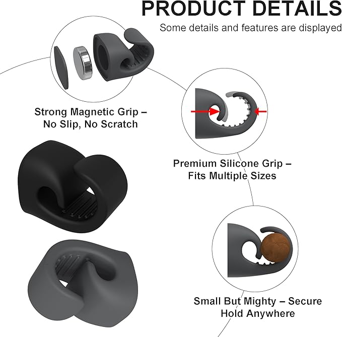 Magnetic Golf Cart Accessory 2-Pack – Silicone Multipurpose Mounts with Strong Grip for Outdoor Use (Black+Gray)