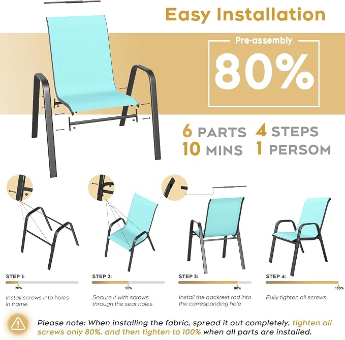 Patio Dining Chairs Set of 4 Outdoor Stackable Dining Chairs - Image 6