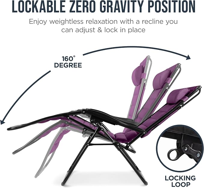 Best Choice Products Oversized Padded Zero Gravity Chair w/Canopy Headrest Cup - Image 7