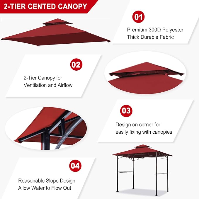 Eurmax USA High Performance Grill Gazebo Canopy Replacement Cover 5x8 BBQ - Image 4