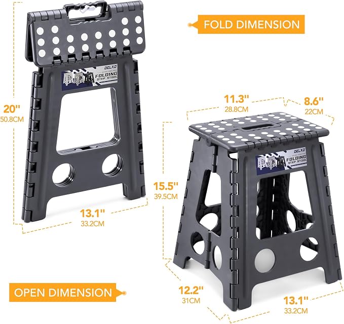 Delxo 16 Inch Folding Step Stool, Foldable Step Stool - Image 2