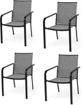 Anmutig Stackable Outdoor Dining Chairs Set of 4, Textilene Fabric, Breathable by Anmutig