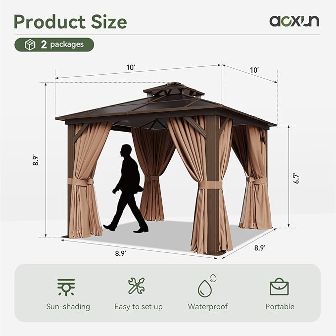 Aoxun 10'x10' Hardtop Gazebo - Image 3