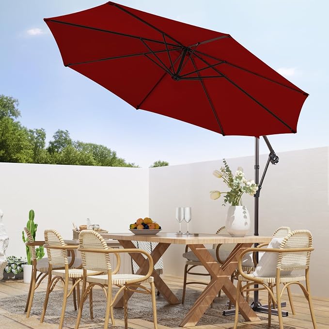 wikiwiki 10ft Patio Umbrellas Offset Outdoor Cantilever Hanging Umbrella - Image 7