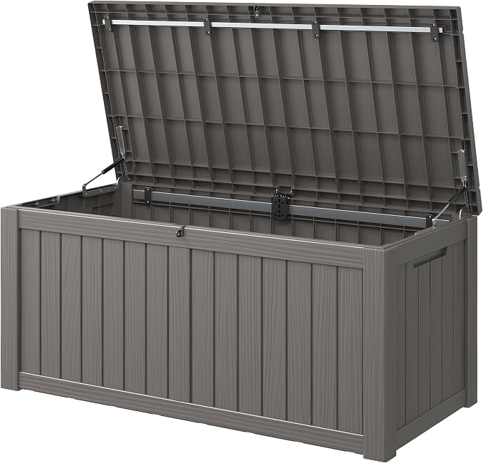 Outdoor Storage Box, 150 Gallon Large Outdoor Resin Deck Box, Storage by KAMABOKO