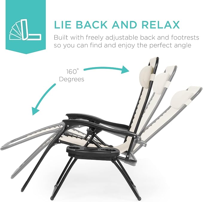 Best Choice Products Set of 2 Adjustable Steel Mesh Zero Gravity Lounge Chair - Image 4