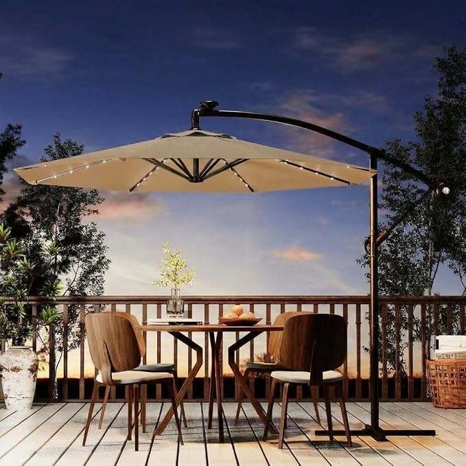 Garvee 10FT Solar Lights Offset Patio Umbrella - Image 9