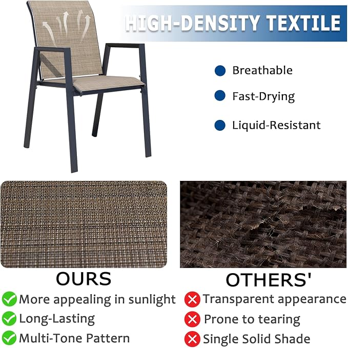 Outdoor Patio Chairs Set of 2, Mocha Stackable Outdoor Chairs, Lightweight - Image 3