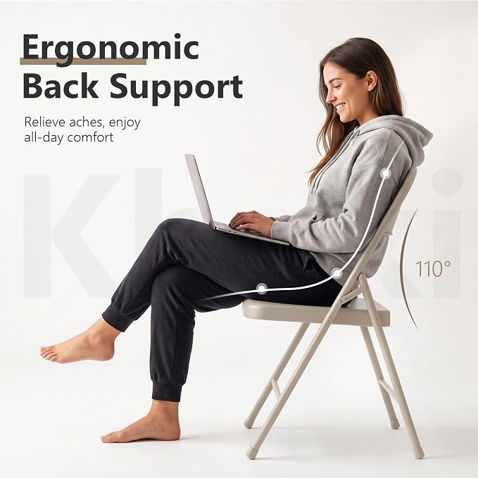 4 Pack All Metal Folding Chairs, Heavy Duty Foldable Chair Waterproof Resistant - Image 4