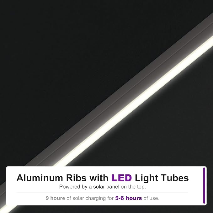 PURPLE LEAF Cantilever Umbrella 9' X 9' Solar LED Light Patio Deck, Stays bright - Image 5