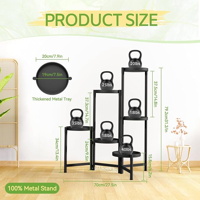 iDavosic.ly Plant Stand Indoor Outdoor, 6 Tier Metal Corner Shelf, Folding - Image 3