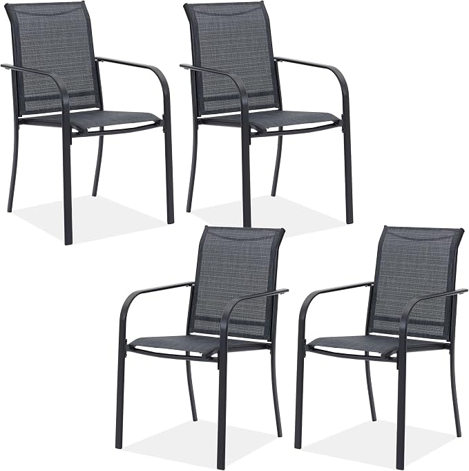 Outdoor Chairs Set of 4, Stackable Patio Dining Chairs by Offeroutdoorsolutions