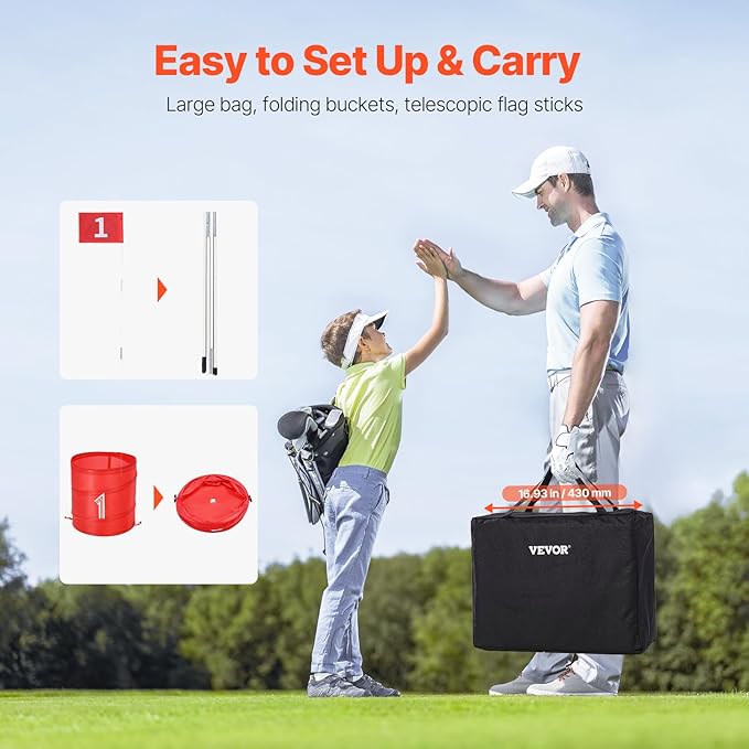 VEVOR Backyard Golf Game, 3 Hole Golf Course, Golf Game Practice Games, Golf Chipping Game for Family, Adults and Kids, Portable Outdoor Yard Golf Game for Lawn, Yard, Camping, Park, Beach