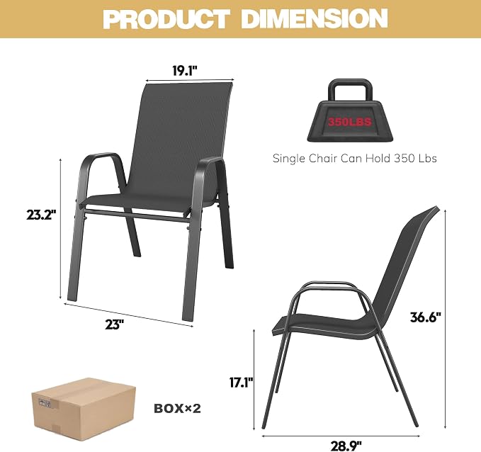 Patio Dining Chairs Set of 8 Outdoor Stackable Dining Chairs - Image 3