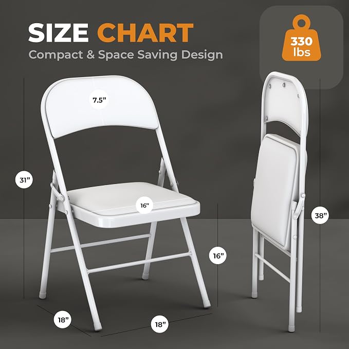 8 Pack Leather Chair | Foldable & Stackable | 350 lbs Capacity Steel Frame Seats - Image 3