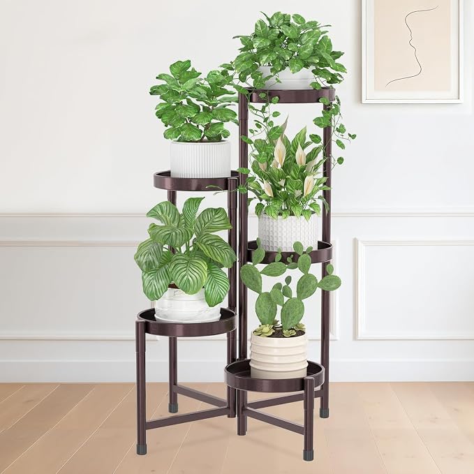 iDavosic.ly Plant Stand Indoor Outdoor, 5 Tier Metal Corner Shelf, Bronze | by iDavosicly