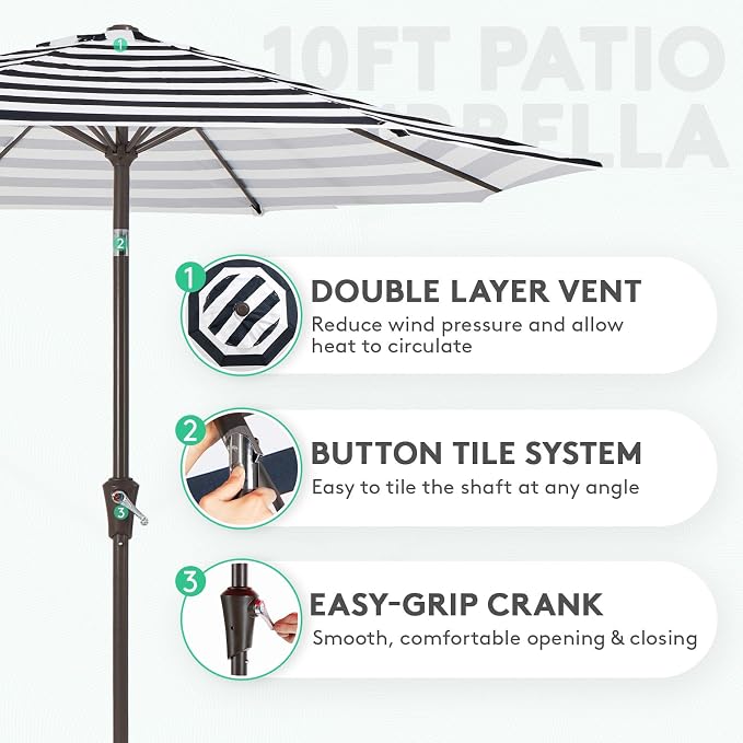 JEAREY 10 ft Outdoor Patio Umbrella w/Tilt and Crank - Image 2