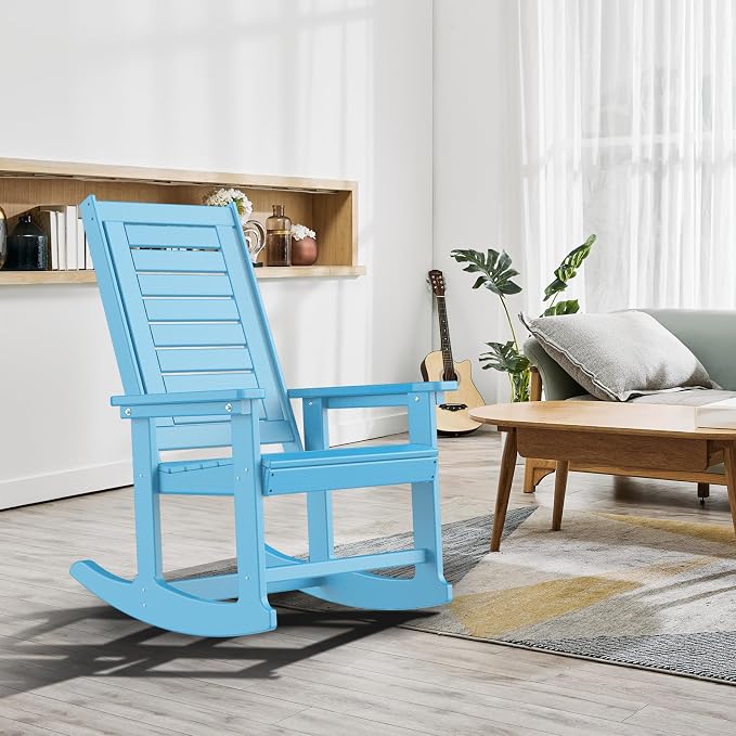 GREENVINES Oversized Outdoor Rocking Chairs Set of 4, HDPE Rocker, Arctic | - Image 2