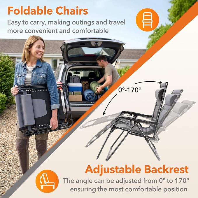 Sweetcrispy Zero Gravity Chairs, Foldable Patio Reclining Chairs - Image 4