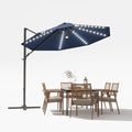 Devoko 10ft Solar LED Patio Umbrella, Round Cantilever Outdoor Umbrella by DEVOKO