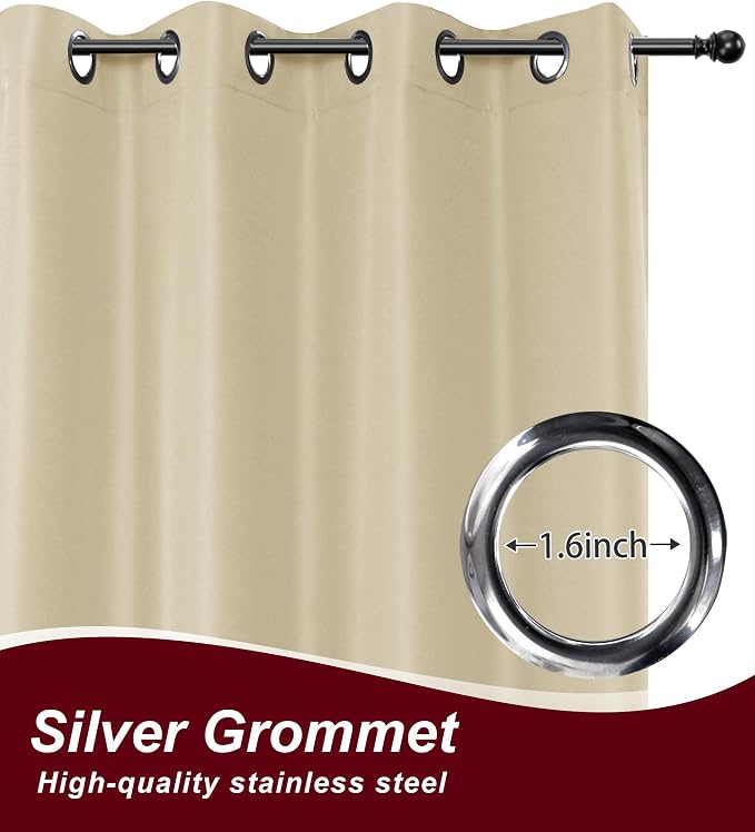 Grommet Outdoor Curtains for Patio Waterproof 8 Pcs 54x84 In Cream | - Image 2