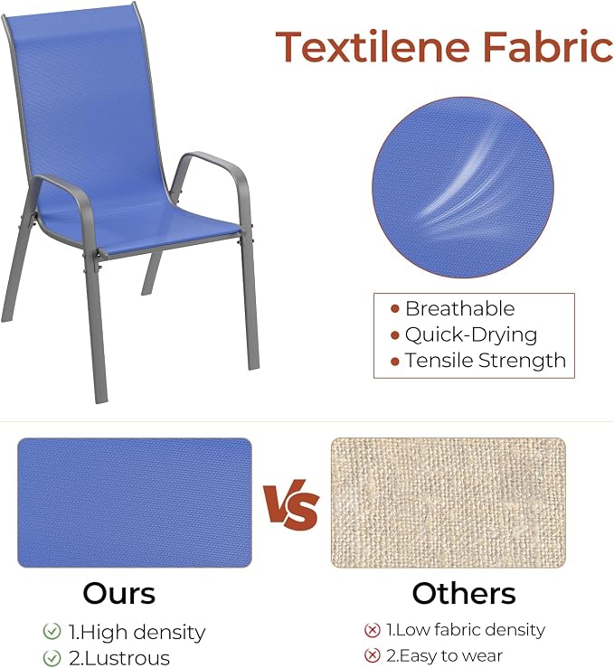 TLSUNNY Patio Chair, Outdoor Stackable Textilene Chairs Set of 4, - Image 5