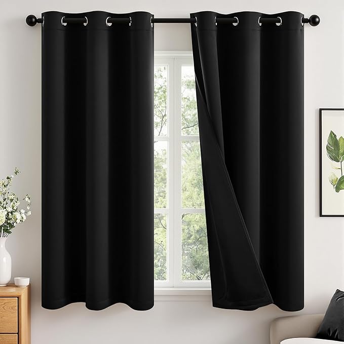 MIULEE Black 100% Blackout Curtains by MIULEE
